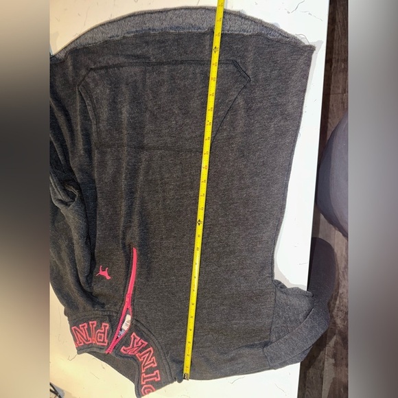 Victoria's Secret PINK Gray and Pink Logo 1/4 Zip pullover sweatshirt Large - Picture 5 of 6